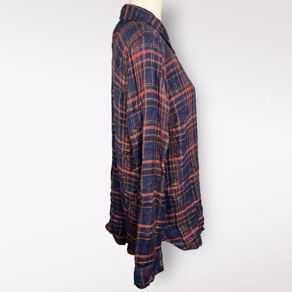 Lucky Brand Plaid Button Down Shirt - Navy and Red - Picture 8 of 15